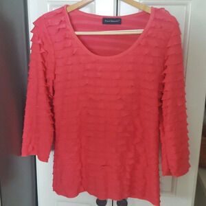 Travel Elements Ruffled Dressy Top 3/4 Sleeve